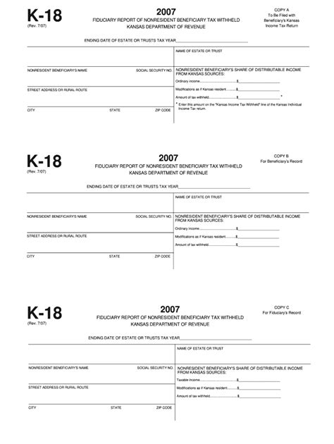 Fillable Online Ksrevenue Fiduciary Report For Nonresident Beneficiary