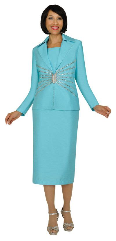 French Novelty Gmi G Womens Church Suit With Starburst Rhinestone Trim