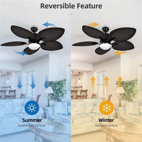 Yitahome Tropical Reversible Ceiling Fan With Led Light And