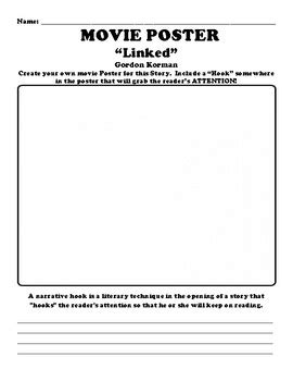 Linked Gordon Korman MOVIE POSTER HOOK WORKSHEET By Northeast Education