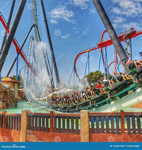 Espania Spain Aventura Port Amusement Park Rollercoaster Water Fountain