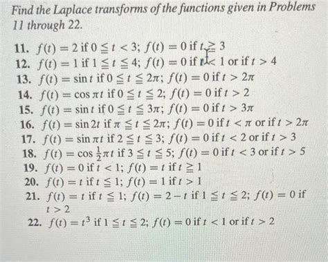 Solved Find The Laplace Transforms Of The Functions Given In