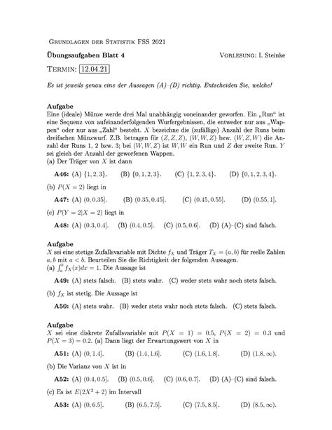 Blatt 4 Übung der Statistik Vorlesung der Uni Mannheim r r t t st