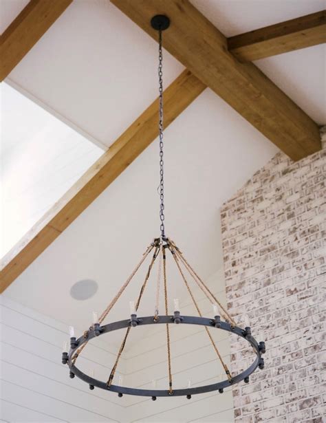 Farmhouse Chandelier Fills Expansive Living Room with Rustic Style | Inspiration | Barn Light ...