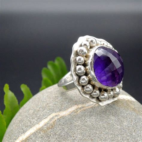 Grande Anello In Ametista In Argento Sterling Unico E Etsy Italia