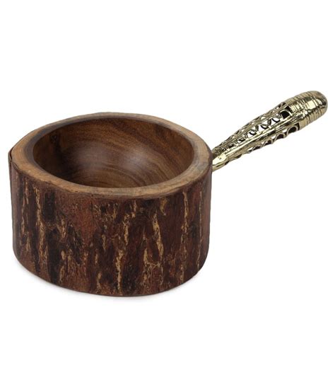 Zoiks Indian Kalakari West Bengal Wood Nut Bowl Dhokra Handle Buy