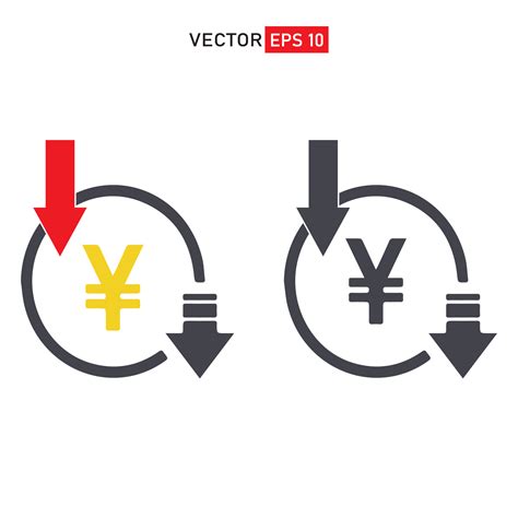 japanese yen currency rate drop vector line icon. Money symbol with