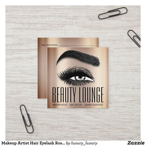 Makeup Artist Hair Eyelash Rose Gold QRCODE Square Business Card