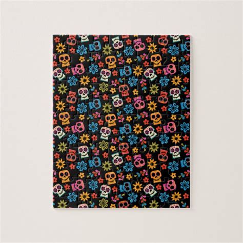 Disney Pixar Coco Sugar Skull And Floral Pattern Jigsaw Puzzle Zazzle