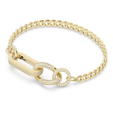 Pulsera Dextera Pavé Mezcla de eslabones Blanca Baño tono oro