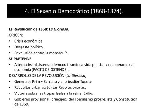 PPT 4 El Sexenio Democrático 1868 1874 PowerPoint Presentation