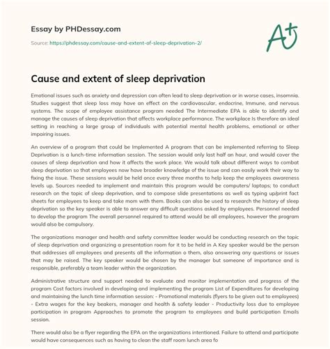 Cause And Extent Of Sleep Deprivation 600 Words