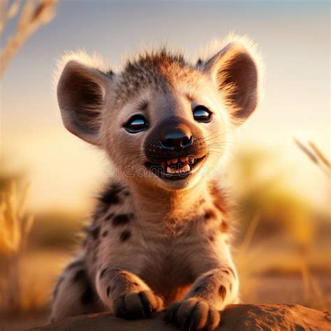 Ai Generated Illustration Wildlife Concept Of Hyena Cub Stock Image