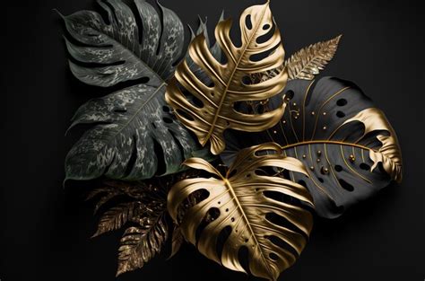 Premium Ai Image Tropical Leaves On Dark Background