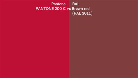 Pantone C Vs Ral Brown Red Ral Side By Side Comparison