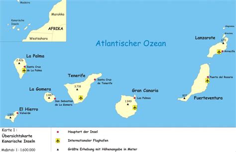 Landkarte Kanarische Inseln Bersicht Weltkarte Karten Und