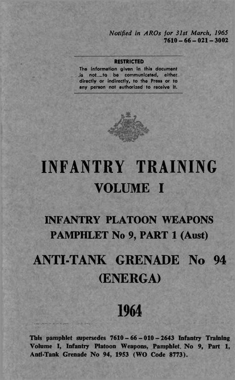 Infantry Training Volume I Infantry Platoon Weapons Pamphlet No Part