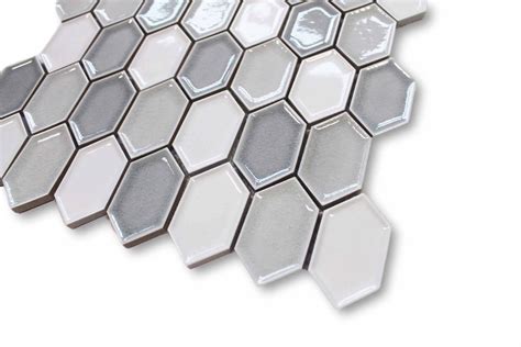 Honeycomb Beveled Picket Porcelain Mosaic Tiles Sky Mist Rocky