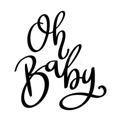 Hello Baby Hand Lettering Phrase Poster Design Calligraphy Stock