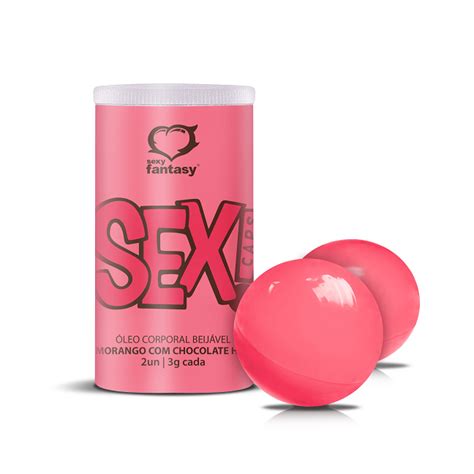 Bolinha Beijável Sex Caps Morango Chocolate 2 Unidades Brincadeira Secreta