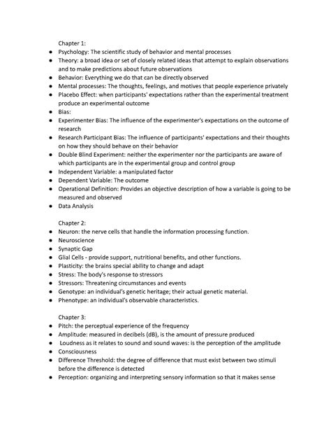 PSY 200 Module 1 Study Guide Chapter 1 Psychology The Scientific