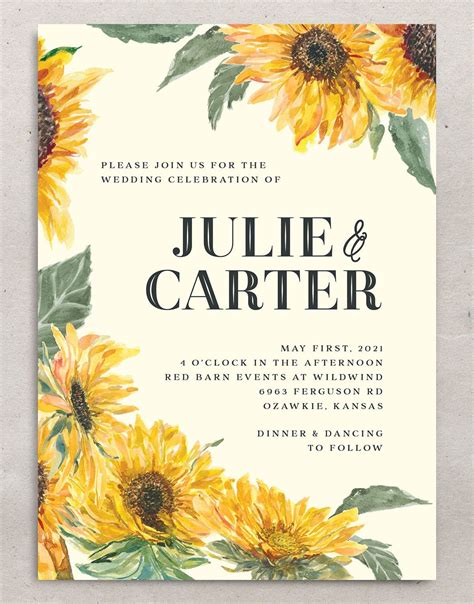 Sunflower Themed Wedding Invitations Sunflower Wedding Sunflower