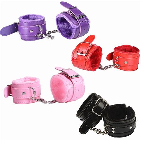 Buy Sex Toys Handcuffs 1Pair PU Leather Restraints Bondage Cuffs