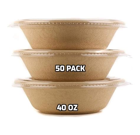 Cintbllter Count Oz Round Disposable Bowls With Lids Natural