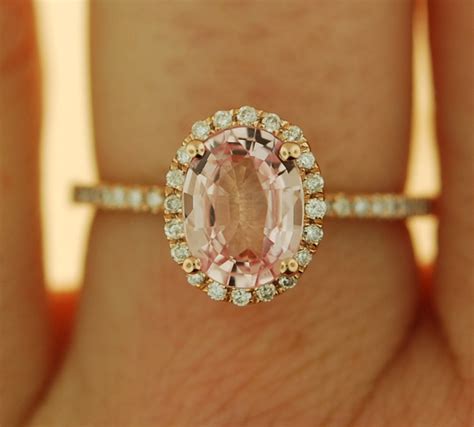 Peach Sapphire Ring Peach Sapphire Engagement Ring Peach - Etsy