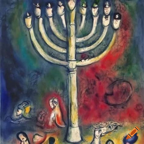 Marc Chagall Painting Of A Menorah On Craiyon