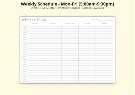 blank  week calendar template  easy planning  organization