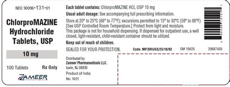 Chlorpromazine Tablets Package Insert