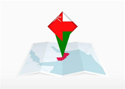 Oman Is Depicted On A Folded Paper Map And Pinned Location Marker With