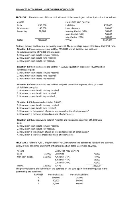 Pdfcoffee Summary PROBLEM 1 The Statement Of Financial Position Of