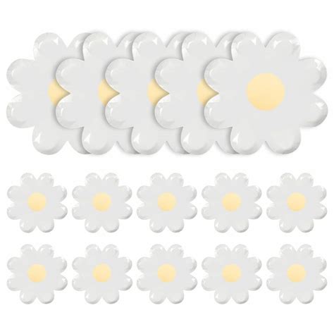 Daisy Paper Plates Flower Disposable Gold Foil Dessert Plates - SUNBEAUTY