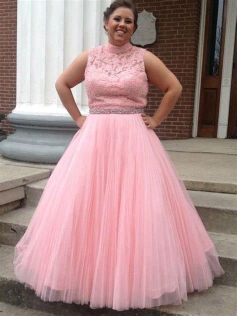 Elegant Plus Size Prom Dresspink Tulle Evening Dressfloor Length Ball Gown Evening Formal