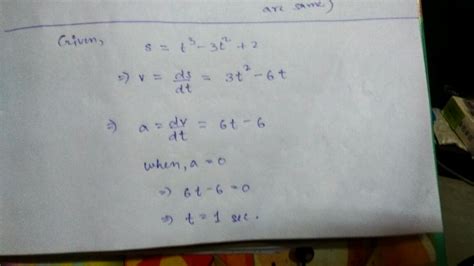 A Particle Moves Along A Straight Line Such That Its Displacement At Any Time T Is Given By S