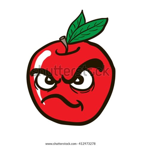 Freehand Drawn Angry Apple Cartoon Illustration Stock Vector Royalty