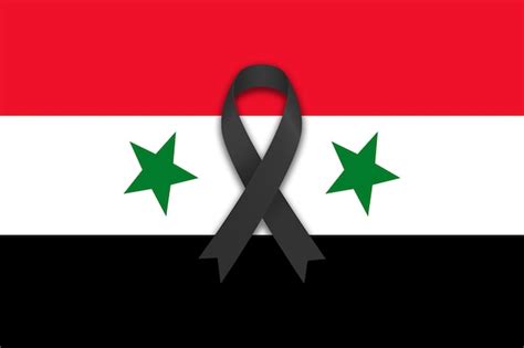 Premium Photo | Syria flag mourning the earthquake on february 6 2023 copy space