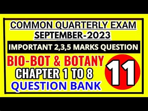 Th Std Bio Botany Quarterly Exam September Important Marks