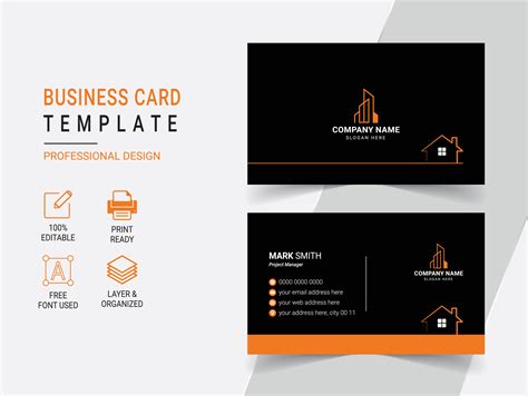 Modern Real Estate Business Card Design Template 25743070 Vector Art at ...