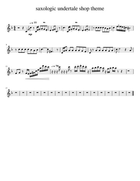 Saxologic Undertale Shop Theme Sheet Music For Saxophone Alto Solo