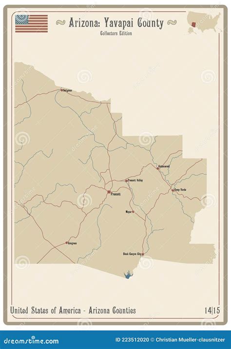 Map Of Yavapai In Arizona Cartoon Vector 184327375