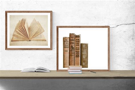 Book Art Old Vintage Book Spines Photo Wall Art Print Wall Etsy