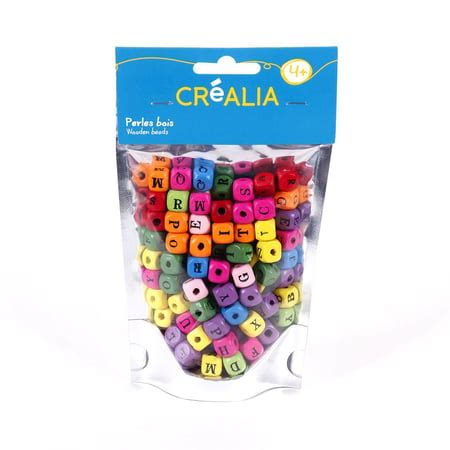 Sachet De Perles Alphabet Multicolores En Bois Cr Alia Perles