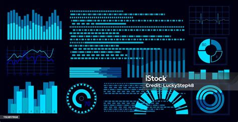 Tampilan Dasbor Virtual Hud Biru Datar Layar Sentuh Antarmuka Pengguna