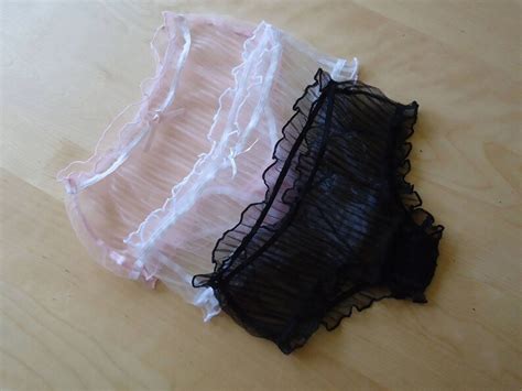 Culotte Transparente Sexy Shorty En Tulle Pliss Rose Blanc Etsy