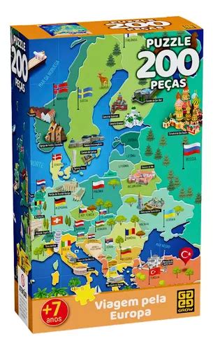 Quebra Cabeça Puzzle 200 Peças Viagem Pela Europa Grow MercadoLivre