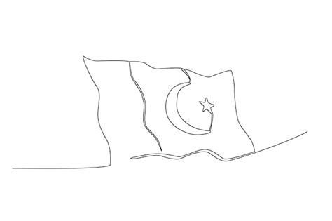 Premium Vector | The pakistan flag one line art