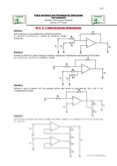 Solution Exercices Lamplificateur Op Rationnel Studypool